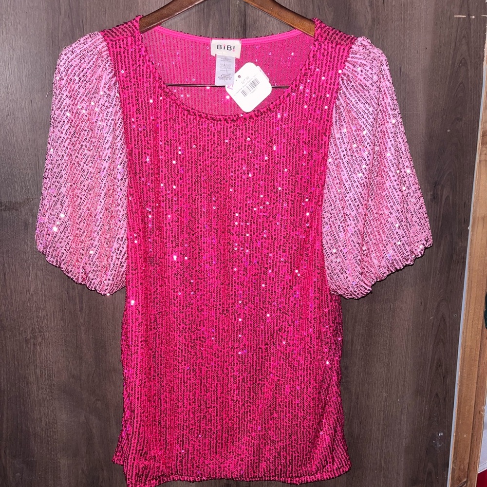 Bibi sequin blouse large nwt